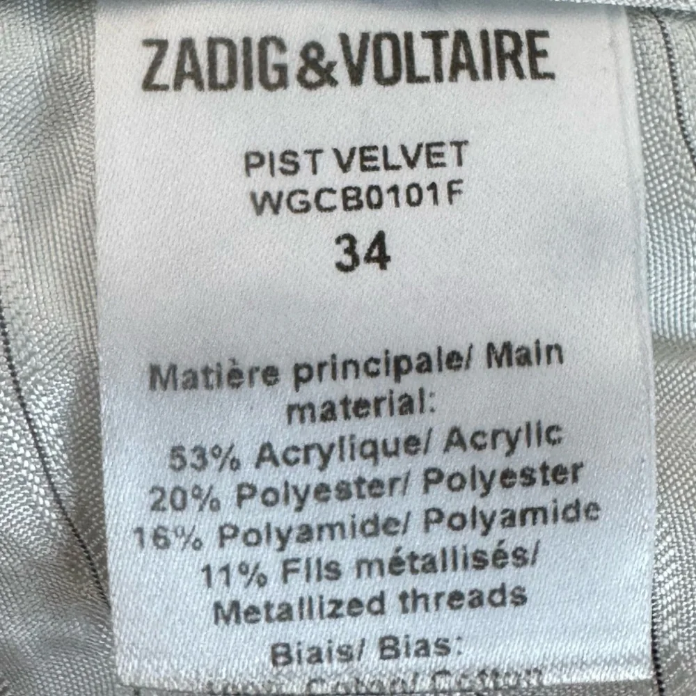 Zadig & Voltaire Monarque Pist Velvet Pants Size 34